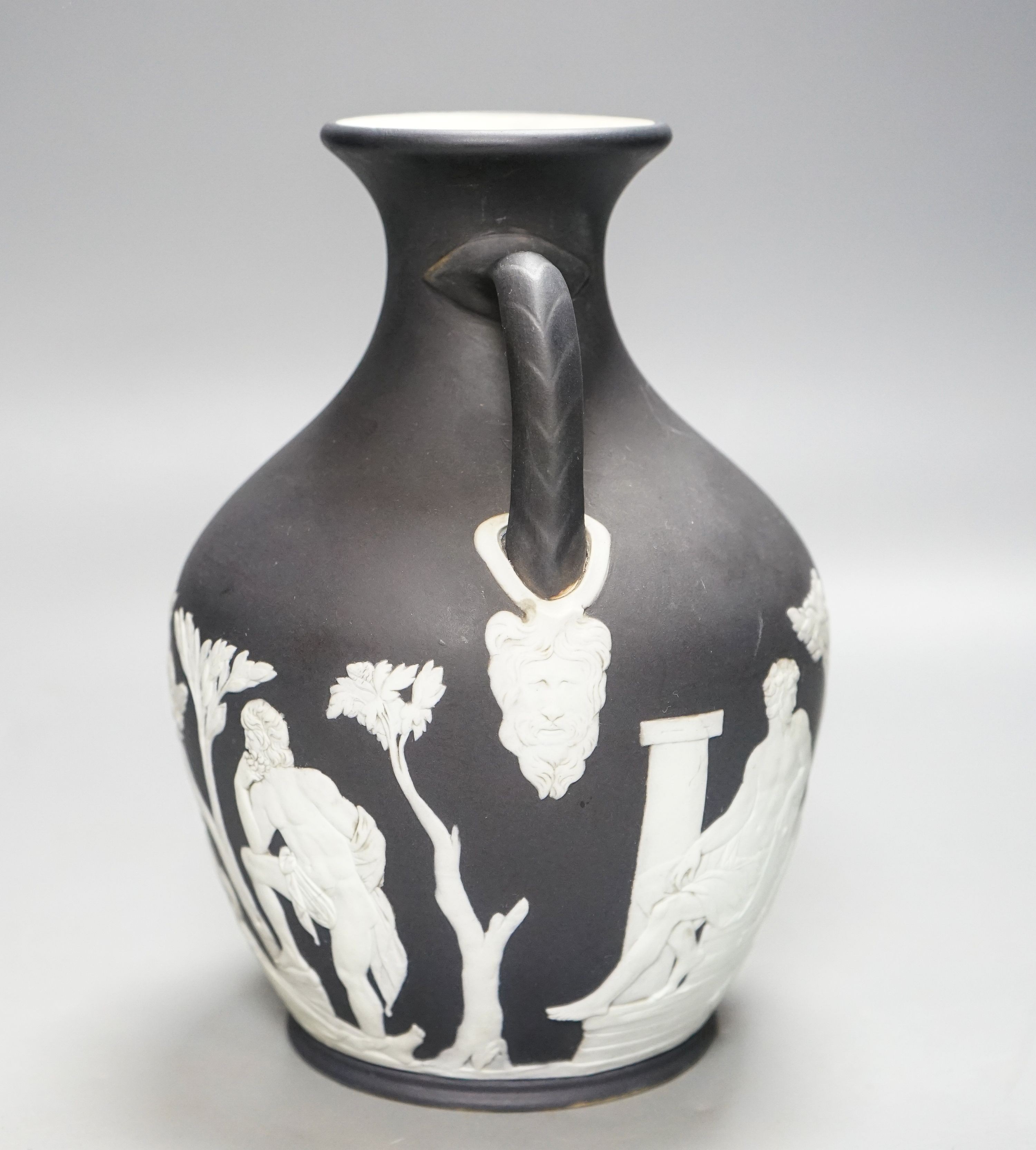 A Wedgwood black Jasper ware copy of the Portland vase, first half 19th century, 20cm